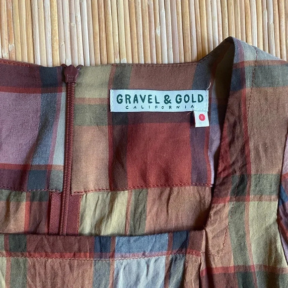 Gravel and Gold Velutina Maxi Dress in Plaid size Small - Picture 7 of 7